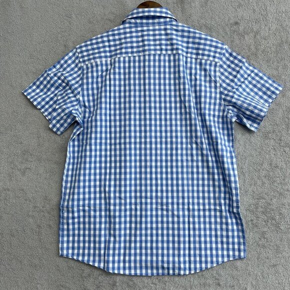 NEW Gap Men's Size L Short Sleeve Blue Plaid Button up Shirt - Picture 5 of 9